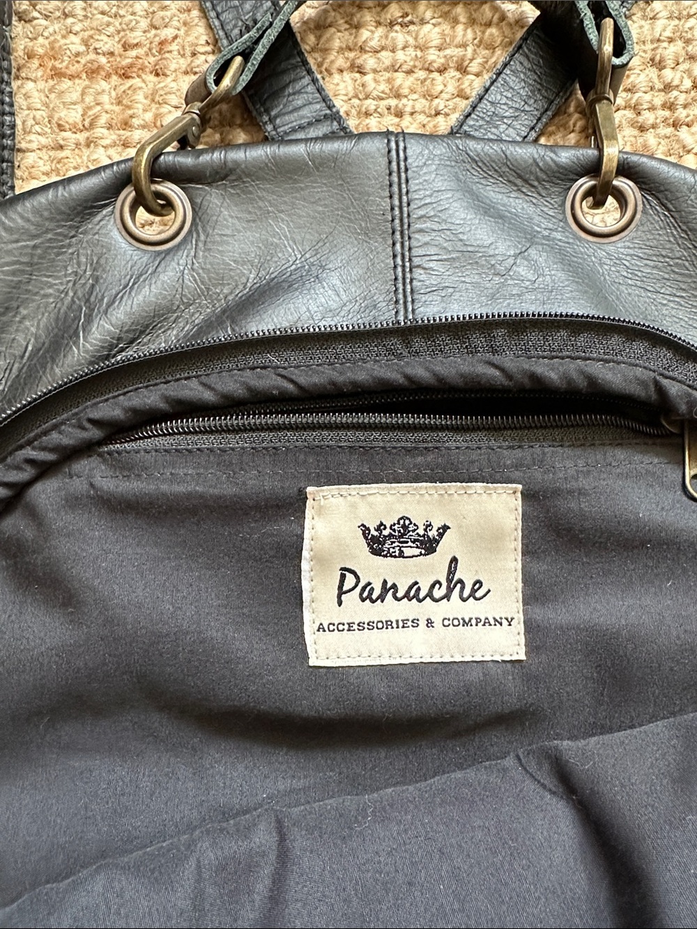 Black Leather Adjustable Backpack Purse - Picture 2 of 8